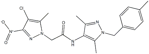 2-{4-chloro-3-nitro-5-methyl-1H-pyrazol-1-yl}-N-[3,5-dimethyl-1-(4-methylbenzyl)-1H-pyrazol-4-yl]acetamide Structure