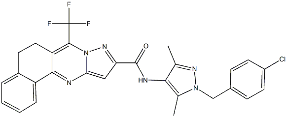 N-[1-(4-chlorobenzyl)-3,5-dimethyl-1H-pyrazol-4-yl]-7-(trifluoromethyl)-5,6-dihydrobenzo[h]pyrazolo[5,1-b]quinazoline-10-carboxamide Structure