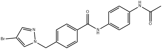 N-[4-(acetylamino)phenyl]-4-[(4-bromo-1H-pyrazol-1-yl)methyl]benzamide 구조식 이미지