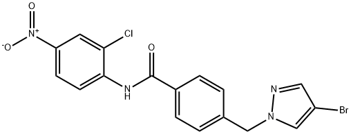 4-[(4-bromo-1H-pyrazol-1-yl)methyl]-N-{2-chloro-4-nitrophenyl}benzamide Structure