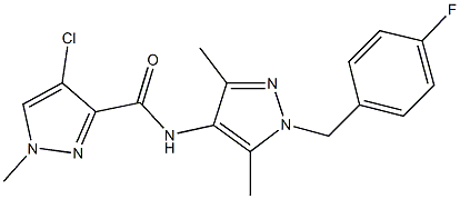 4-chloro-N-[1-(4-fluorobenzyl)-3,5-dimethyl-1H-pyrazol-4-yl]-1-methyl-1H-pyrazole-3-carboxamide Structure