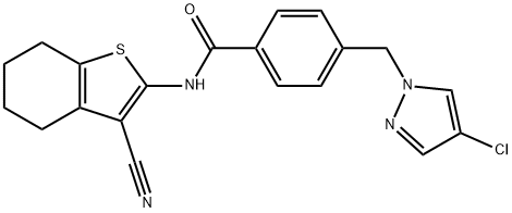 4-[(4-chloro-1H-pyrazol-1-yl)methyl]-N-(3-cyano-4,5,6,7-tetrahydro-1-benzothien-2-yl)benzamide Structure