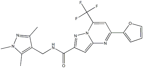 5-(2-furyl)-7-(trifluoromethyl)-N-[(1,3,5-trimethyl-1H-pyrazol-4-yl)methyl]pyrazolo[1,5-a]pyrimidine-2-carboxamide 구조식 이미지