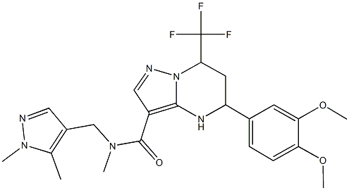 5-(3,4-dimethoxyphenyl)-N-[(1,5-dimethyl-1H-pyrazol-4-yl)methyl]-N-methyl-7-(trifluoromethyl)-4,5,6,7-tetrahydropyrazolo[1,5-a]pyrimidine-3-carboxamide 구조식 이미지