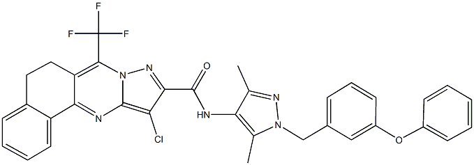 11-chloro-N-[3,5-dimethyl-1-(3-phenoxybenzyl)-1H-pyrazol-4-yl]-7-(trifluoromethyl)-5,6-dihydrobenzo[h]pyrazolo[5,1-b]quinazoline-10-carboxamide Structure