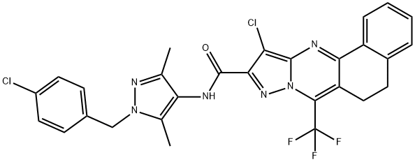 11-chloro-N-[1-(4-chlorobenzyl)-3,5-dimethyl-1H-pyrazol-4-yl]-7-(trifluoromethyl)-5,6-dihydrobenzo[h]pyrazolo[5,1-b]quinazoline-10-carboxamide Structure