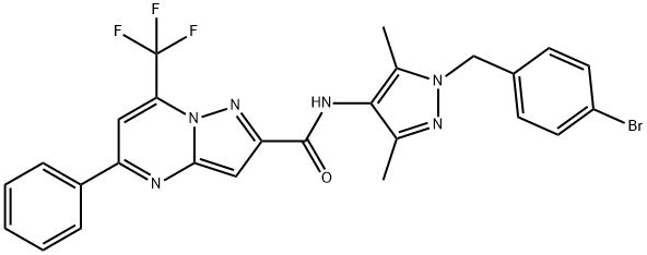 N-[1-(4-bromobenzyl)-3,5-dimethyl-1H-pyrazol-4-yl]-5-phenyl-7-(trifluoromethyl)pyrazolo[1,5-a]pyrimidine-2-carboxamide Structure