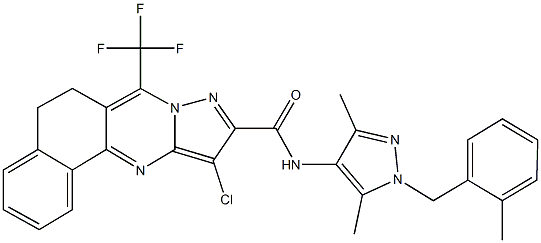 11-chloro-N-[3,5-dimethyl-1-(2-methylbenzyl)-1H-pyrazol-4-yl]-7-(trifluoromethyl)-5,6-dihydrobenzo[h]pyrazolo[5,1-b]quinazoline-10-carboxamide Structure