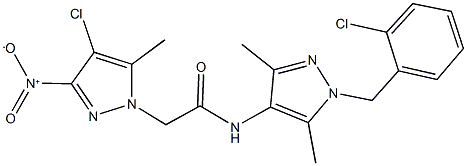 N-[1-(2-chlorobenzyl)-3,5-dimethyl-1H-pyrazol-4-yl]-2-{4-chloro-3-nitro-5-methyl-1H-pyrazol-1-yl}acetamide Structure