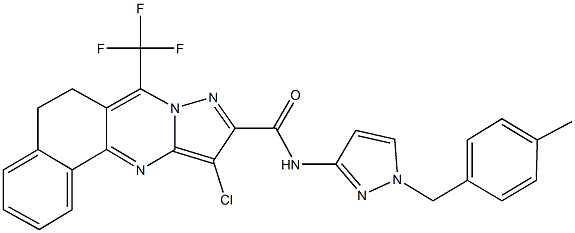 11-chloro-N-[1-(4-methylbenzyl)-1H-pyrazol-3-yl]-7-(trifluoromethyl)-5,6-dihydrobenzo[h]pyrazolo[5,1-b]quinazoline-10-carboxamide Structure