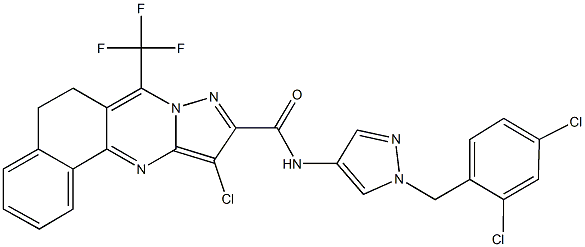 11-chloro-N-[1-(2,4-dichlorobenzyl)-1H-pyrazol-4-yl]-7-(trifluoromethyl)-5,6-dihydrobenzo[h]pyrazolo[5,1-b]quinazoline-10-carboxamide 구조식 이미지