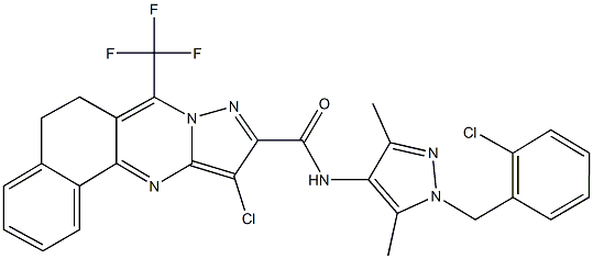 11-chloro-N-[1-(2-chlorobenzyl)-3,5-dimethyl-1H-pyrazol-4-yl]-7-(trifluoromethyl)-5,6-dihydrobenzo[h]pyrazolo[5,1-b]quinazoline-10-carboxamide Structure