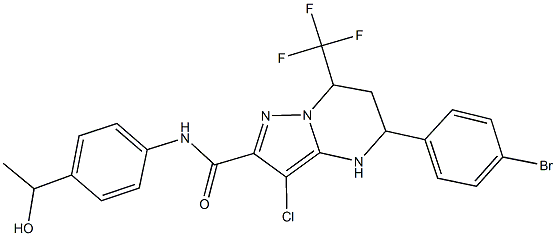 5-(4-bromophenyl)-3-chloro-N-[4-(1-hydroxyethyl)phenyl]-7-(trifluoromethyl)-4,5,6,7-tetrahydropyrazolo[1,5-a]pyrimidine-2-carboxamide Structure