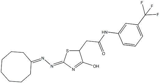 2-[2-(cyclooctylidenehydrazono)-4-hydroxy-2,5-dihydro-1,3-thiazol-5-yl]-N-[3-(trifluoromethyl)phenyl]acetamide Structure