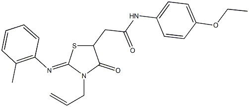 2-{3-allyl-2-[(2-methylphenyl)imino]-4-oxo-1,3-thiazolidin-5-yl}-N-(4-ethoxyphenyl)acetamide 구조식 이미지