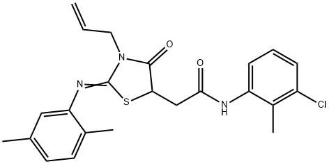 2-{3-allyl-2-[(2,5-dimethylphenyl)imino]-4-oxo-1,3-thiazolidin-5-yl}-N-(3-chloro-2-methylphenyl)acetamide 구조식 이미지