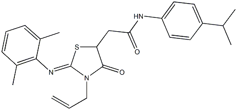 2-{3-allyl-2-[(2,6-dimethylphenyl)imino]-4-oxo-1,3-thiazolidin-5-yl}-N-(4-isopropylphenyl)acetamide 구조식 이미지