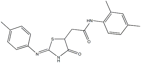 N-(2,4-dimethylphenyl)-2-{2-[(4-methylphenyl)imino]-4-oxo-1,3-thiazolidin-5-yl}acetamide Structure
