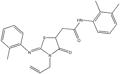 2-{3-allyl-2-[(2-methylphenyl)imino]-4-oxo-1,3-thiazolidin-5-yl}-N-(2,3-dimethylphenyl)acetamide 구조식 이미지