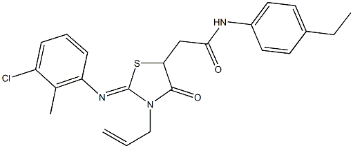 2-{3-allyl-2-[(3-chloro-2-methylphenyl)imino]-4-oxo-1,3-thiazolidin-5-yl}-N-(4-ethylphenyl)acetamide Structure