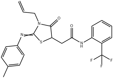 2-{3-allyl-2-[(4-methylphenyl)imino]-4-oxo-1,3-thiazolidin-5-yl}-N-[2-(trifluoromethyl)phenyl]acetamide Structure