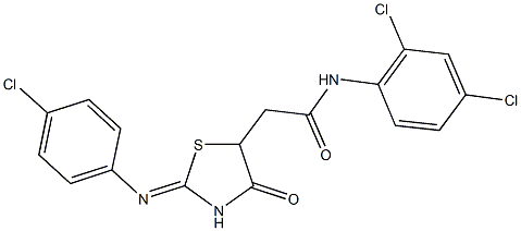 2-{2-[(4-chlorophenyl)imino]-4-oxo-1,3-thiazolidin-5-yl}-N-(2,4-dichlorophenyl)acetamide Structure