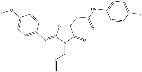 2-{3-allyl-2-[(4-methoxyphenyl)imino]-4-oxo-1,3-thiazolidin-5-yl}-N-(4-iodophenyl)acetamide Structure