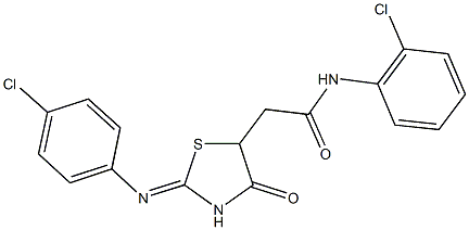 N-(2-chlorophenyl)-2-{2-[(4-chlorophenyl)imino]-4-oxo-1,3-thiazolidin-5-yl}acetamide 구조식 이미지