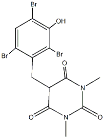 1,3-dimethyl-5-(2,4,6-tribromo-3-hydroxybenzyl)-2,4,6(1H,3H,5H)-pyrimidinetrione 구조식 이미지