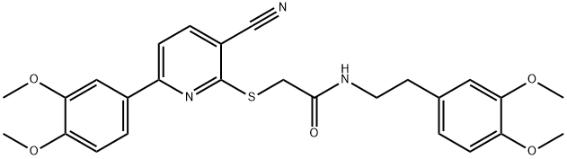 2-{[3-cyano-6-(3,4-dimethoxyphenyl)pyridin-2-yl]sulfanyl}-N-[2-(3,4-dimethoxyphenyl)ethyl]acetamide Structure