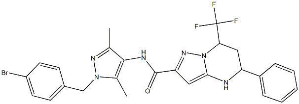 N-[1-(4-bromobenzyl)-3,5-dimethyl-1H-pyrazol-4-yl]-5-phenyl-7-(trifluoromethyl)-4,5,6,7-tetrahydropyrazolo[1,5-a]pyrimidine-2-carboxamide 구조식 이미지
