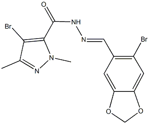 4-bromo-N'-[(6-bromo-1,3-benzodioxol-5-yl)methylene]-1,3-dimethyl-1H-pyrazole-5-carbohydrazide 구조식 이미지