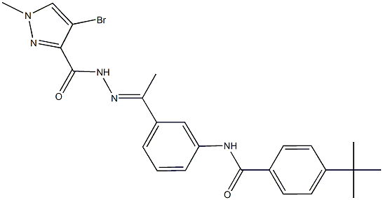 N-(3-{N-[(4-bromo-1-methyl-1H-pyrazol-3-yl)carbonyl]ethanehydrazonoyl}phenyl)-4-tert-butylbenzamide Structure