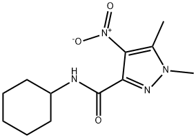 N-cyclohexyl-4-nitro-1,5-dimethyl-1H-pyrazole-3-carboxamide 구조식 이미지