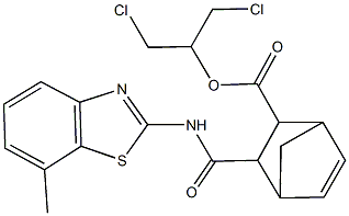 2-chloro-1-(chloromethyl)ethyl 3-{[(7-methyl-1,3-benzothiazol-2-yl)amino]carbonyl}bicyclo[2.2.1]hept-5-ene-2-carboxylate Structure