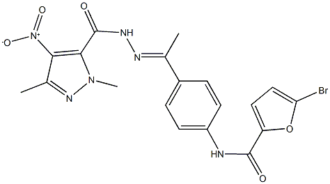 5-bromo-N-{4-[N-({4-nitro-1,3-dimethyl-1H-pyrazol-5-yl}carbonyl)ethanehydrazonoyl]phenyl}-2-furamide Structure