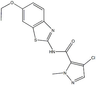 4-chloro-N-(6-ethoxy-1,3-benzothiazol-2-yl)-1-methyl-1H-pyrazole-5-carboxamide 구조식 이미지