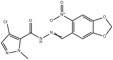 4-chloro-N'-({6-nitro-1,3-benzodioxol-5-yl}methylene)-1-methyl-1H-pyrazole-5-carbohydrazide Structure