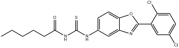 N-[2-(2,5-dichlorophenyl)-1,3-benzoxazol-5-yl]-N'-hexanoylthiourea Structure