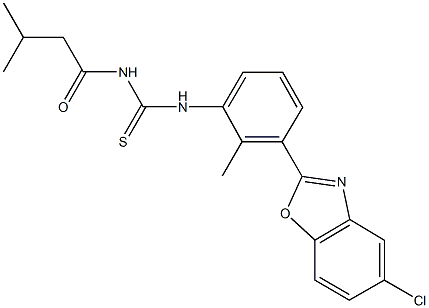 N-[3-(5-chloro-1,3-benzoxazol-2-yl)-2-methylphenyl]-N'-(3-methylbutanoyl)thiourea 구조식 이미지