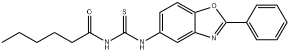 N-hexanoyl-N'-(2-phenyl-1,3-benzoxazol-5-yl)thiourea 구조식 이미지