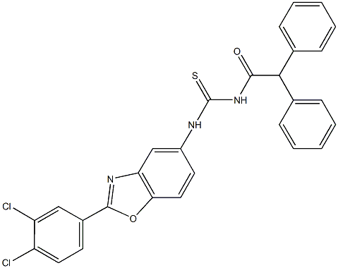 N-[2-(3,4-dichlorophenyl)-1,3-benzoxazol-5-yl]-N'-(diphenylacetyl)thiourea 구조식 이미지
