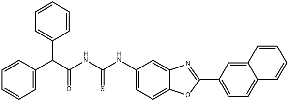 N-(diphenylacetyl)-N'-[2-(2-naphthyl)-1,3-benzoxazol-5-yl]thiourea Structure