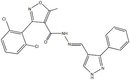3-(2,6-dichlorophenyl)-5-methyl-N'-[(3-phenyl-1H-pyrazol-4-yl)methylene]-4-isoxazolecarbohydrazide 구조식 이미지