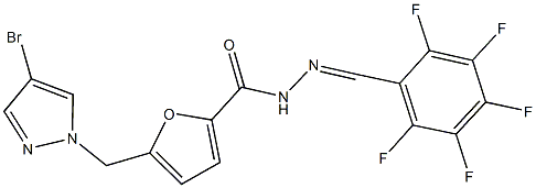 5-[(4-bromo-1H-pyrazol-1-yl)methyl]-N'-(2,3,4,5,6-pentafluorobenzylidene)-2-furohydrazide Structure