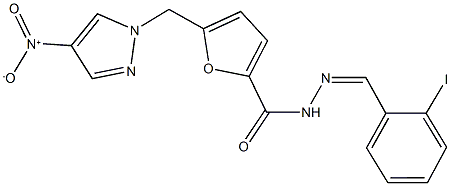 5-({4-nitro-1H-pyrazol-1-yl}methyl)-N'-(2-iodobenzylidene)-2-furohydrazide 구조식 이미지