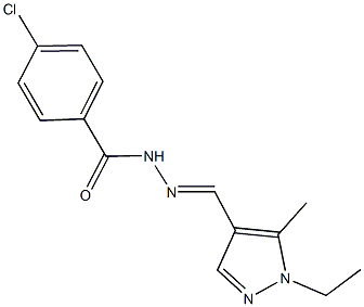 4-chloro-N'-[(1-ethyl-5-methyl-1H-pyrazol-4-yl)methylene]benzohydrazide Structure