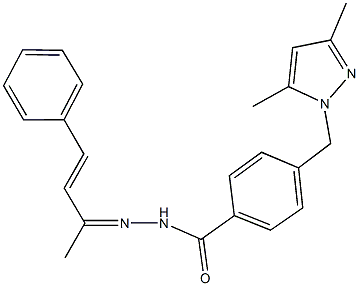 4-[(3,5-dimethyl-1H-pyrazol-1-yl)methyl]-N'-(1-methyl-3-phenyl-2-propenylidene)benzohydrazide Structure