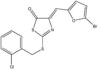 4-[(5-bromo-2-furyl)methylene]-2-[(2-chlorobenzyl)sulfanyl]-1,3-thiazol-5(4H)-one 구조식 이미지