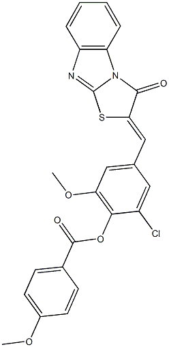 2-chloro-6-methoxy-4-[(3-oxo[1,3]thiazolo[3,2-a]benzimidazol-2(3H)-ylidene)methyl]phenyl 4-methoxybenzoate 구조식 이미지